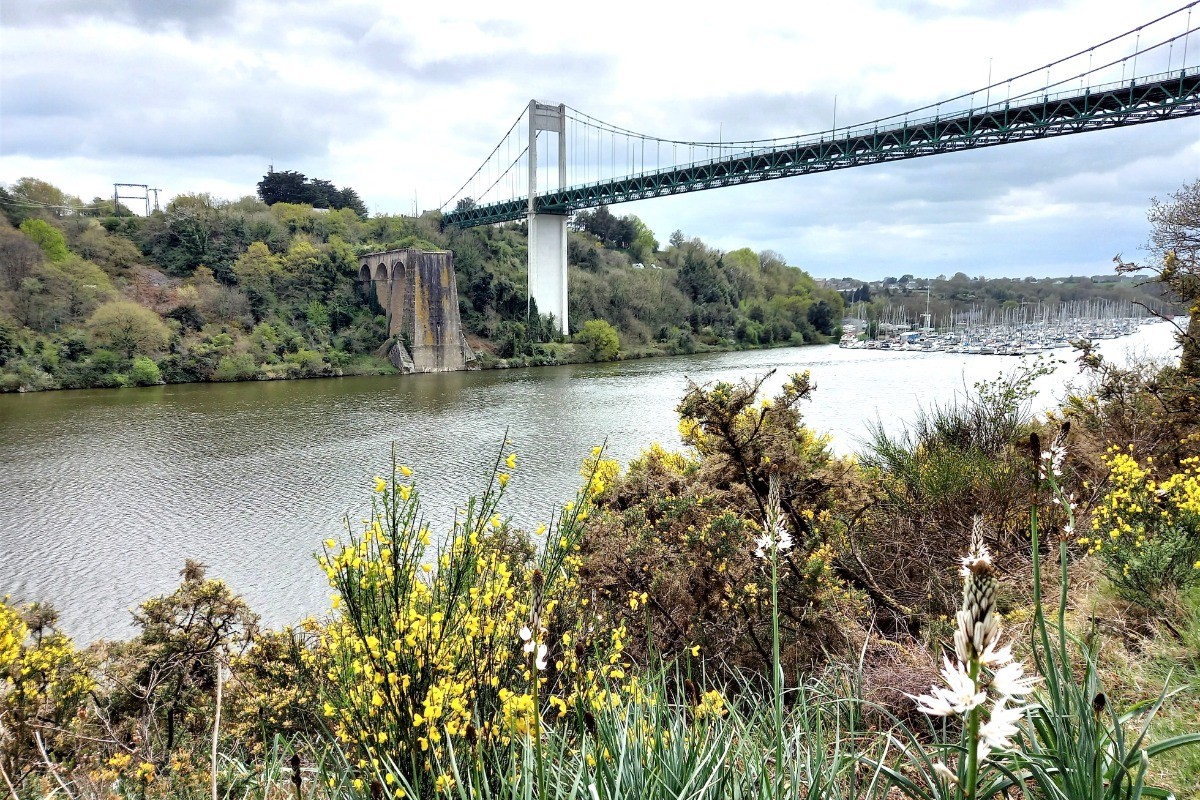 Le célèbre pont suspendu de La Roche Bernard dont le tablier domine le fleuve de 55m
