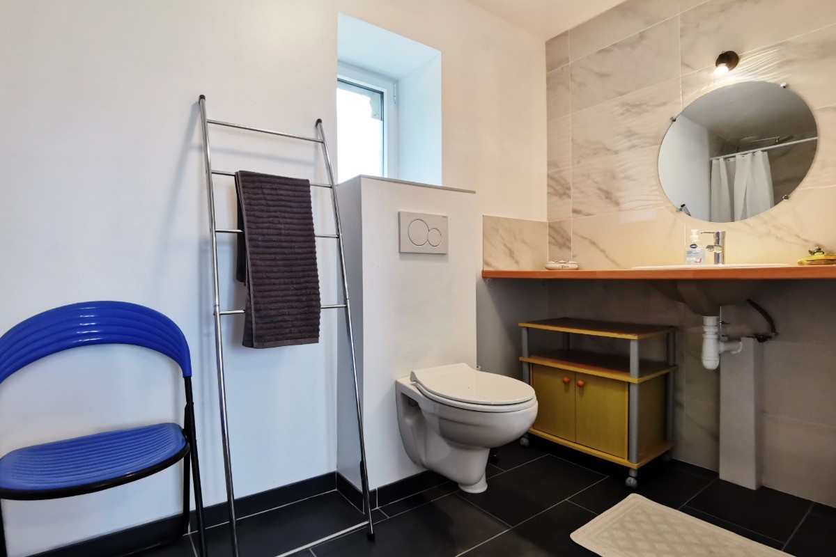 RDC: salle d'eau adaptée PMR avec WC privative à la chambre 1