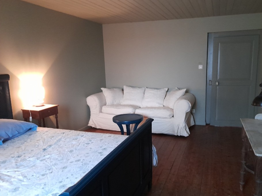 Chambre spacieuse et son espace salon dans chambre