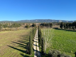 Vue de l'entrée de la propriété donnant sur monts de Vaucluse