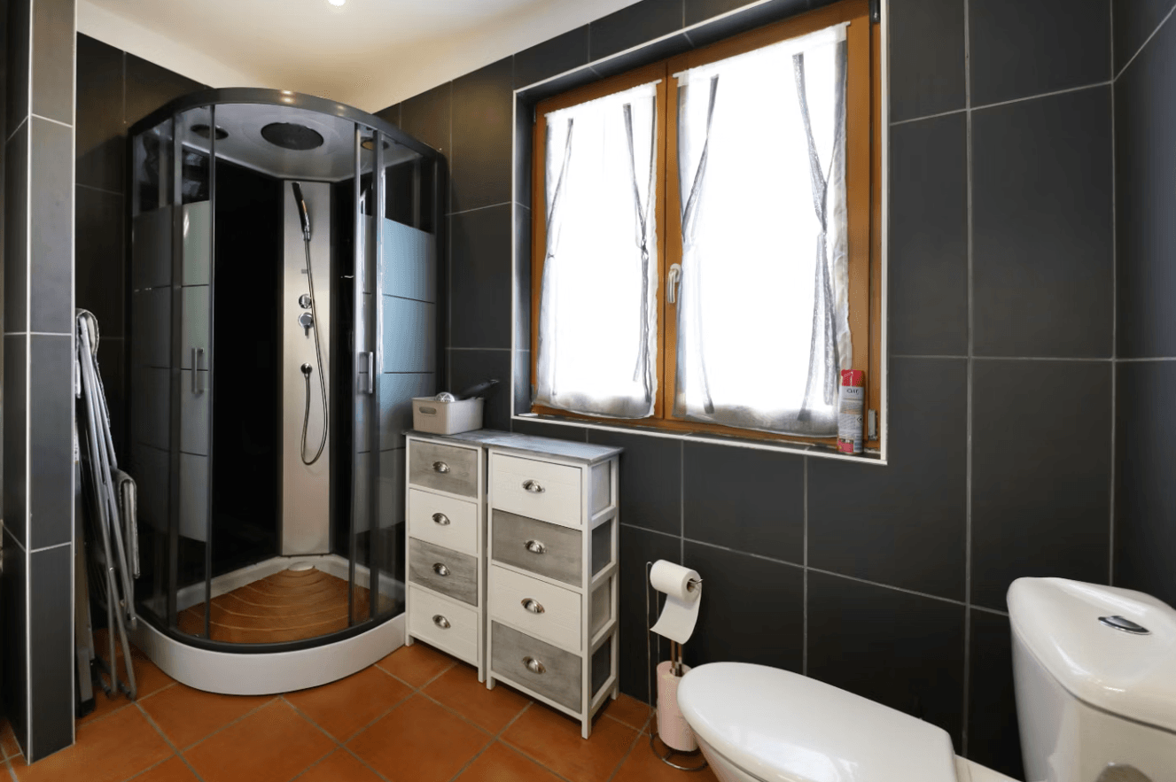 Salle d'eau avec toilettes -Gîte Le Saut du Cerf à Gérardmer, vue lac, proche pistes de ski, terrasse