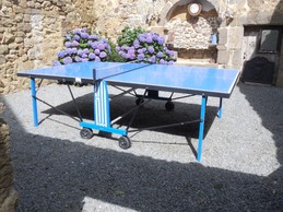 Patio with table tennis table