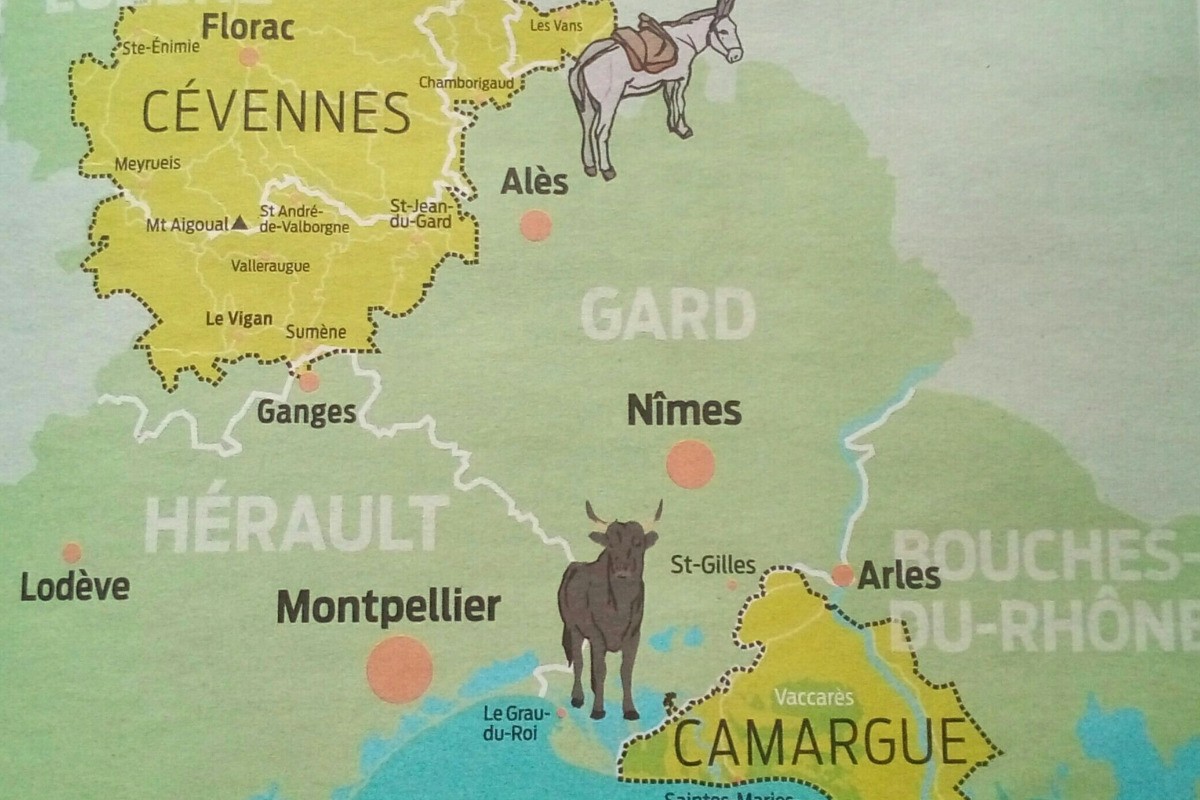 Gite - carte pour vous situer ( SUMENE en limite de Ganges dans l'Hérault )