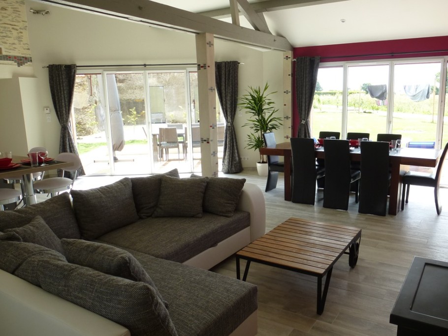 Living room with sofa bed.