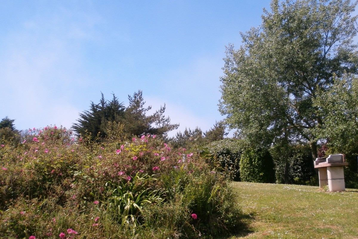 une vue du parc de la résidence avec son barbecue