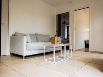 Pièce de vie avec coin salon salon, soin cuisine et séjour