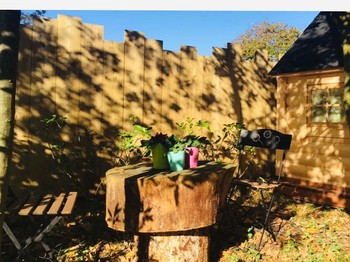 Terrasse privative sous les pins Kota «  le repère du kontio » chambres d’hôtes Juste par hasard - St Michel Chef Chef