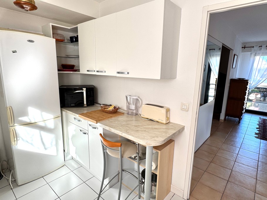 Kitchen: microwave and fridge