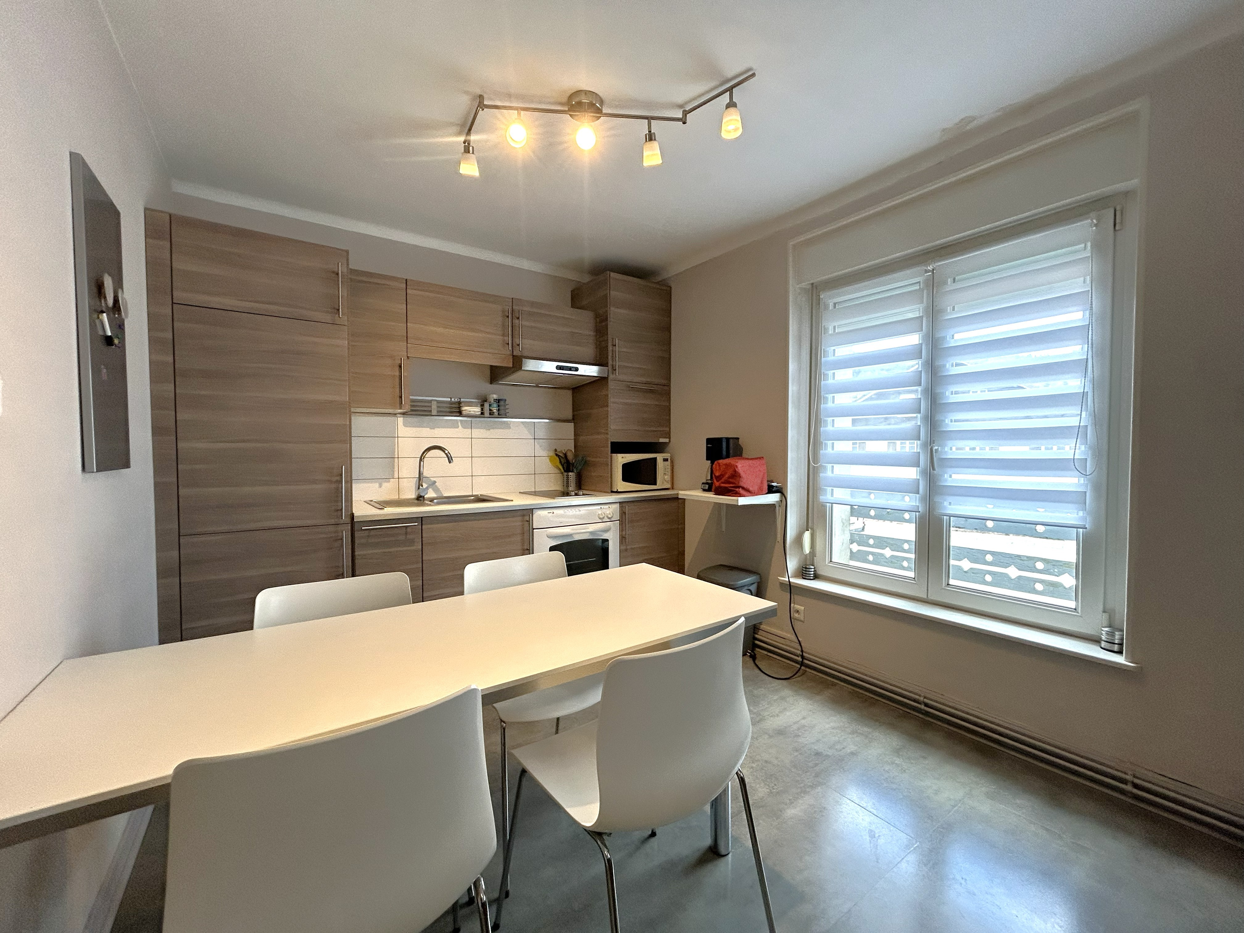 Kitchen opening onto living room - Apartment in the centre of Gérardmer