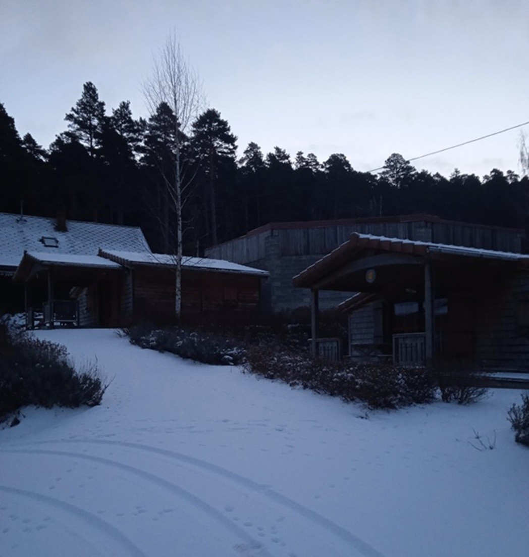 View of chalet 43 and 42 under the snow