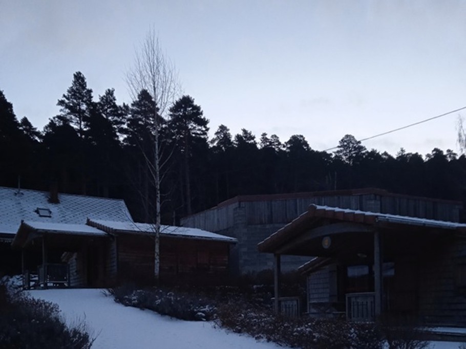 View of chalet 43 and 42 under the snow