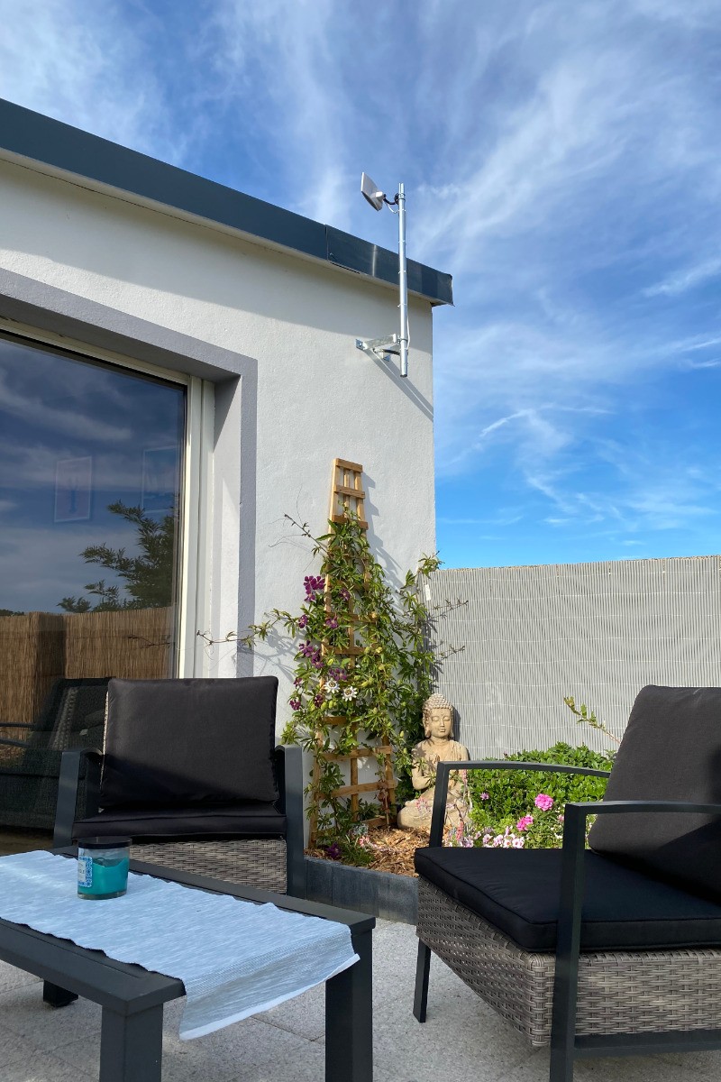 Le Gîte 55, Le Guern, Clévacances, location Paimpol, la terrasse privative