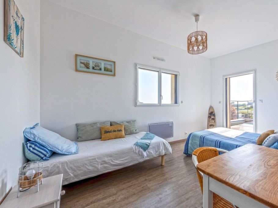 Etage: Chambre 3 avec un lit 140 et 1 lit 90 et vue mer