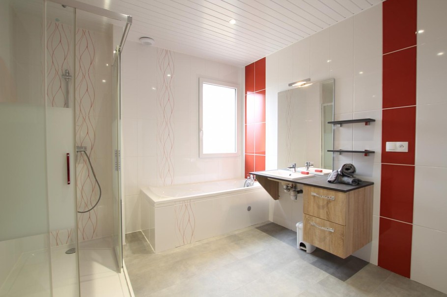 Salle de bain avec douche et wc