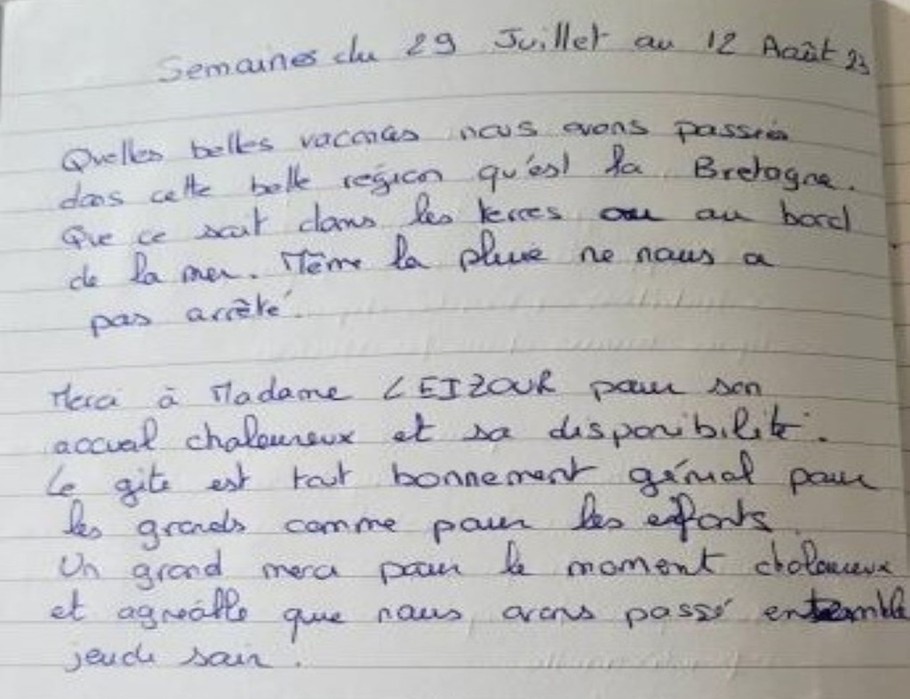 extrait du livre d or