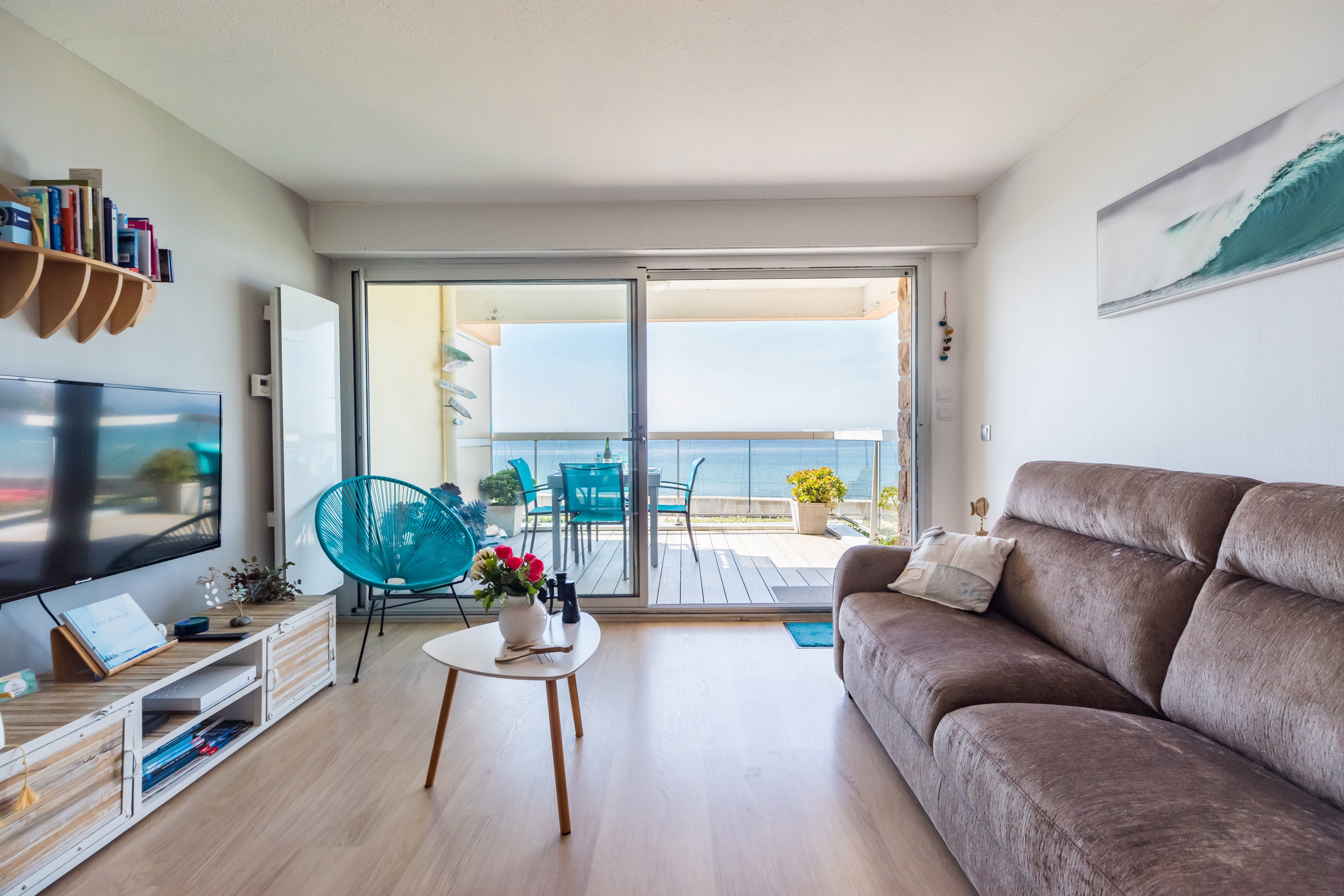 living room with panoramic sea views