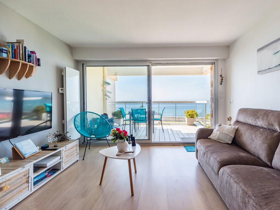 living room with panoramic sea views