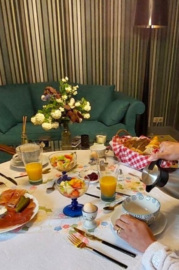 Breakfast served in the vestibule of the room or on the terrace in fine weather