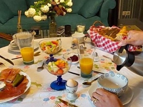 Breakfast served in the vestibule of the room or on the terrace in fine weather