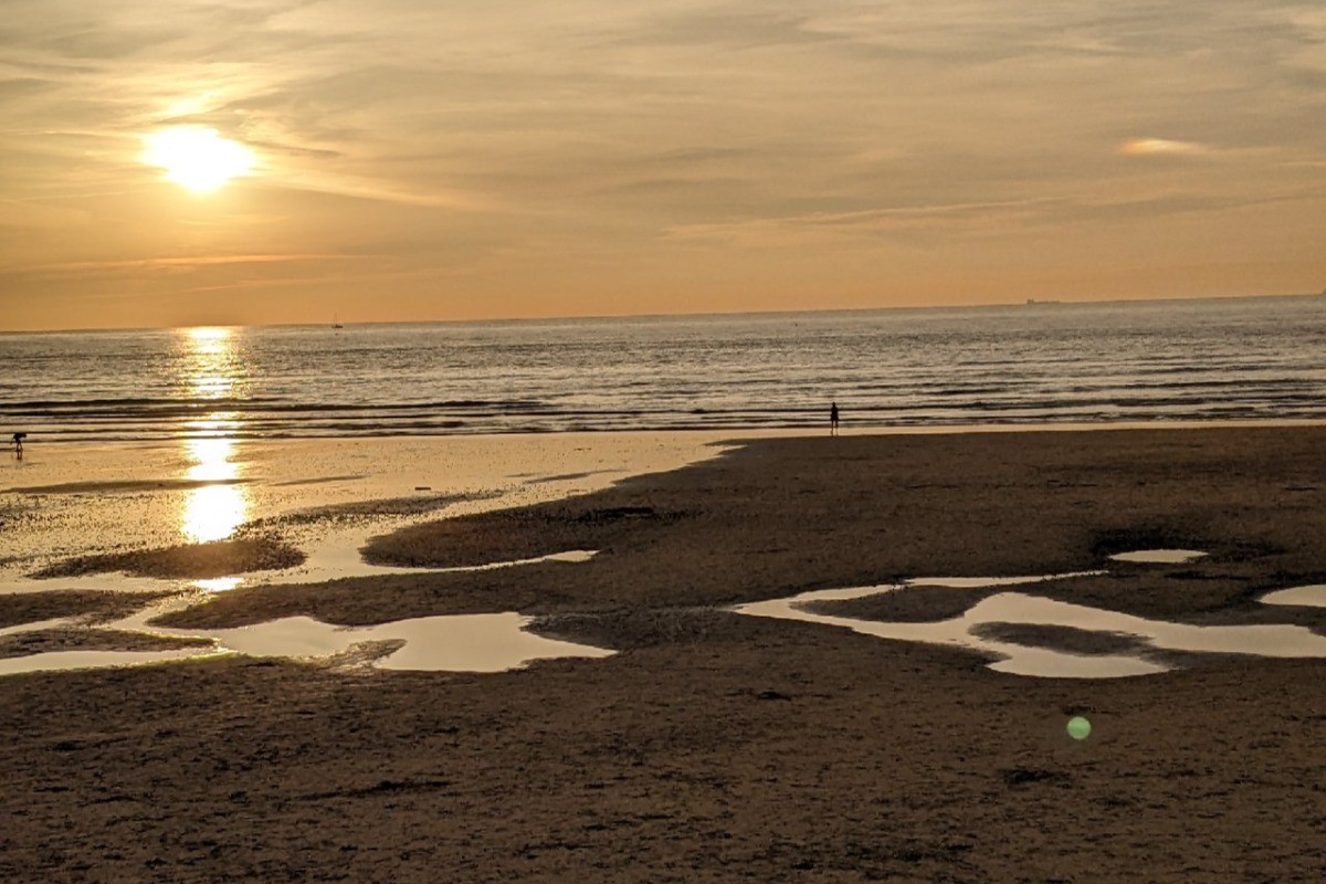 soleil couchant à wimereux digue nord