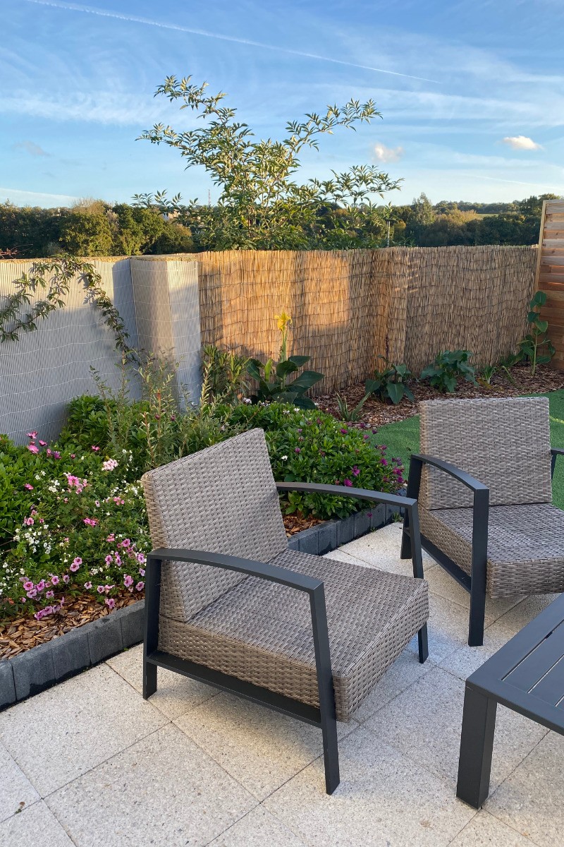 Le Gîte 55, Le Guern, Clévacances, location Paimpol, la terrasse privative