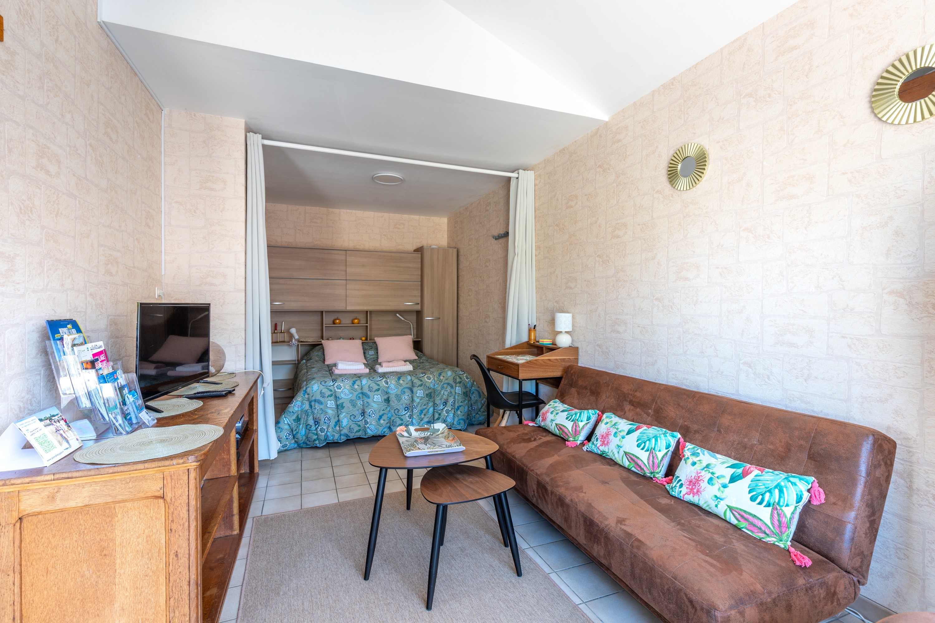 alcove bedroom open curtains