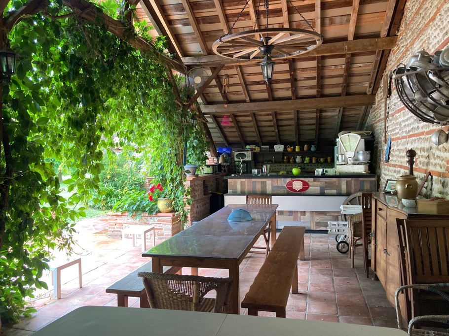 Breakfast on the summer terrace by the pool