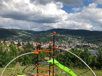 Large garden and play structure for children. Indoor games are also available for all ages!