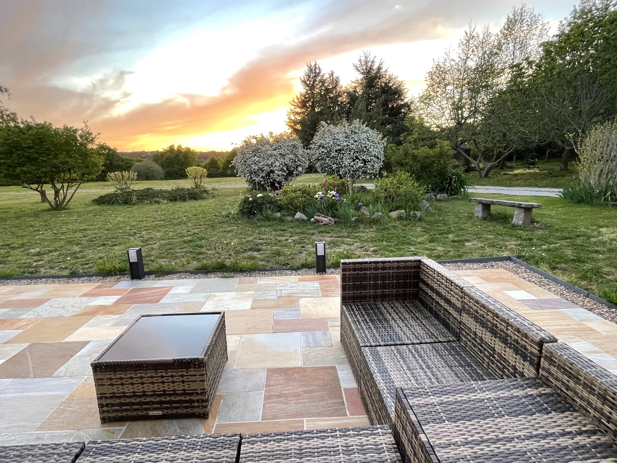 Landscaped terraces overlooking the park