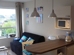 Appartement 2 pièces duplex vue mer à 50m de la plage de sable fin de Trestel, meublé de tourisme 3 étoiles, Trévou-Tréguignec, Côtes d'Armor - Bretagne - Salon