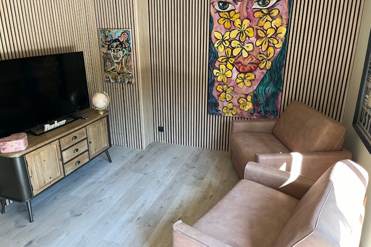 Coin TV avec  2 canapés lit 1 personne confortables