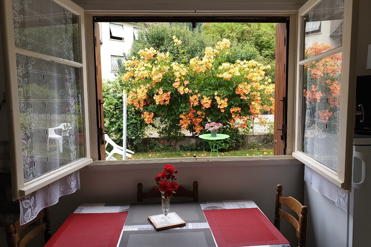 Cuisine avec vue sur le jardin