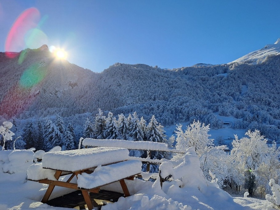 Vue de la terrasse sud, en hiver.