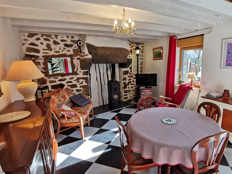 Pièce de vie lumineuse et spacieuse donnant sur terrasse