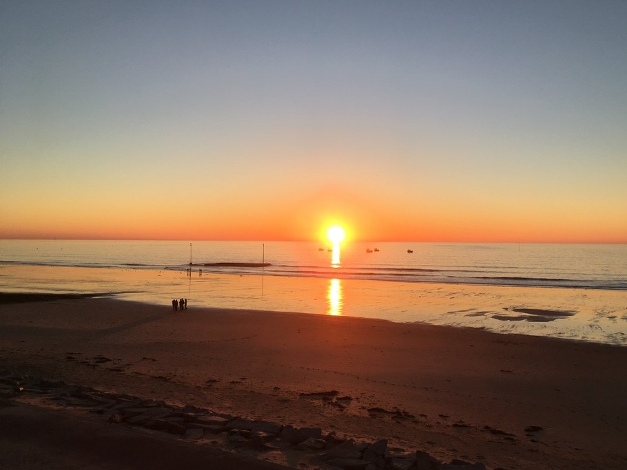 Coucher de soleil sur la plage de Pirou