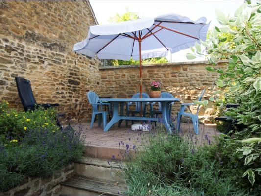 Sunny terrace with flowers