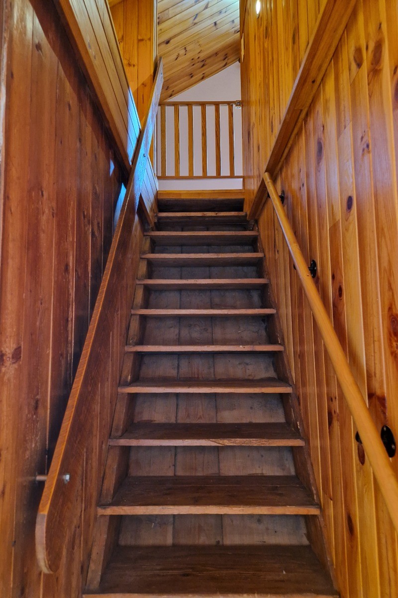 Accès chambre 2 par échelle de meunier avec barrière - Gîte Vosgien Chez Capucine et Mirabelle à BELLEFONTAINE 88