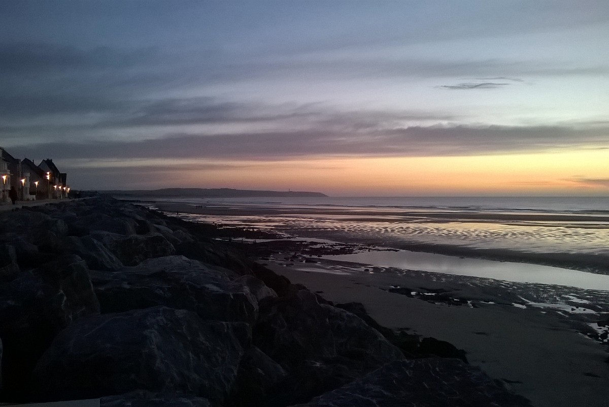 soleil couchant sur Wissant et Gris Nez