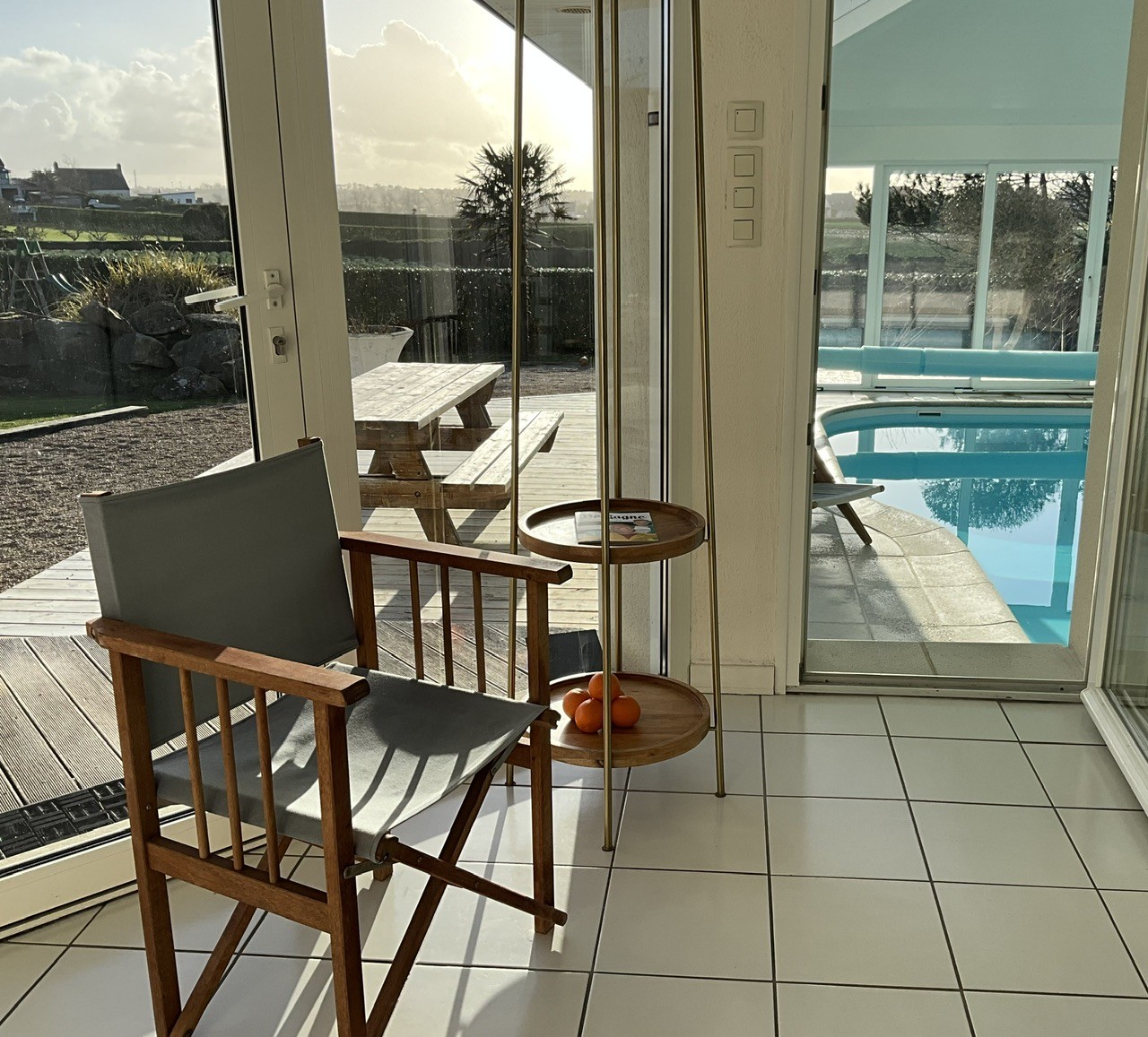 All-glass indoor pool overlooking the garden