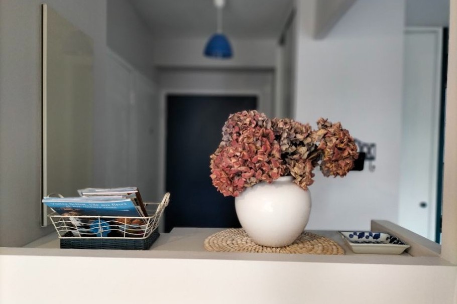 Clin d'oeil breton : l'hortensia, la fleur typique de notre région - Apt. de charme 2 pers, vue mer - Plage des Rosaires à PLERIN - COTES D'ARMOR ( BRETAGNE )