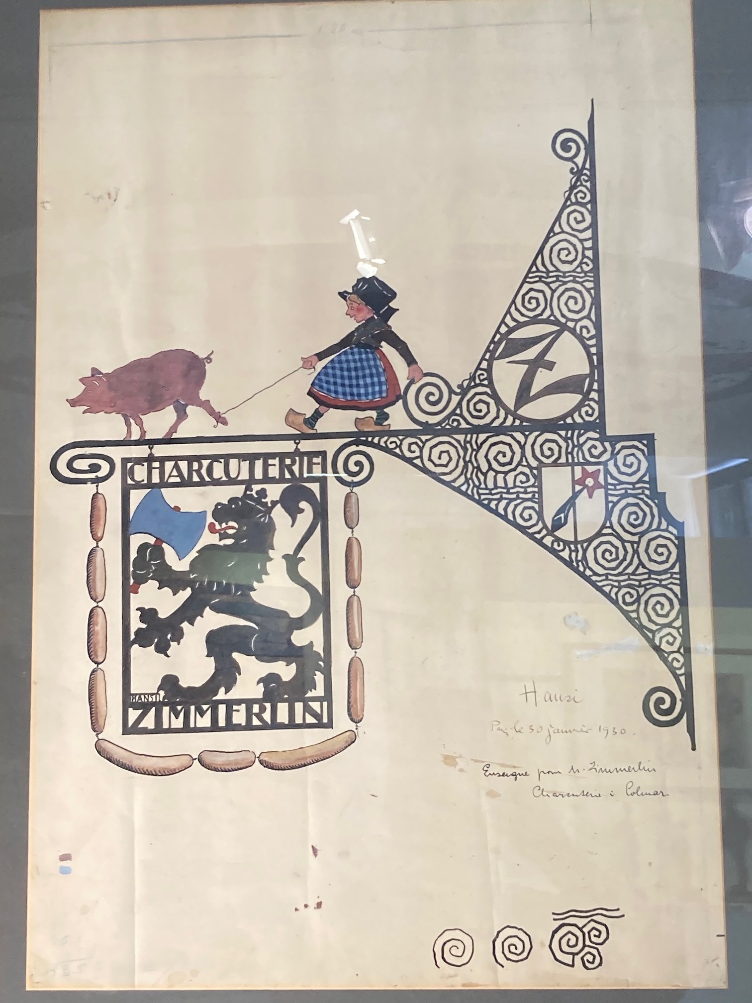 Un enseigne dessinée par Hansi