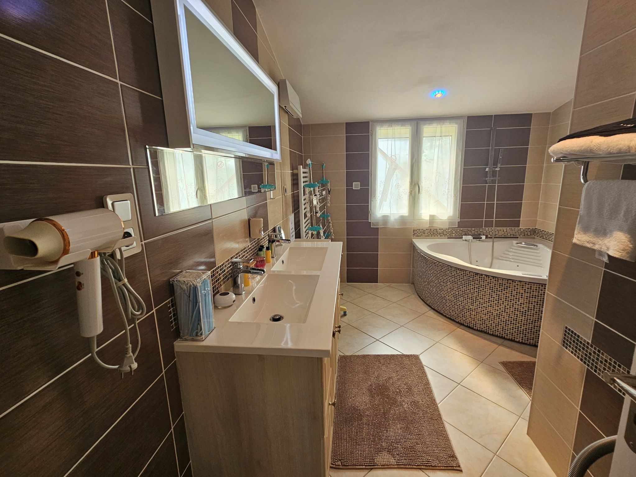 Spacious bathroom with walk-in shower