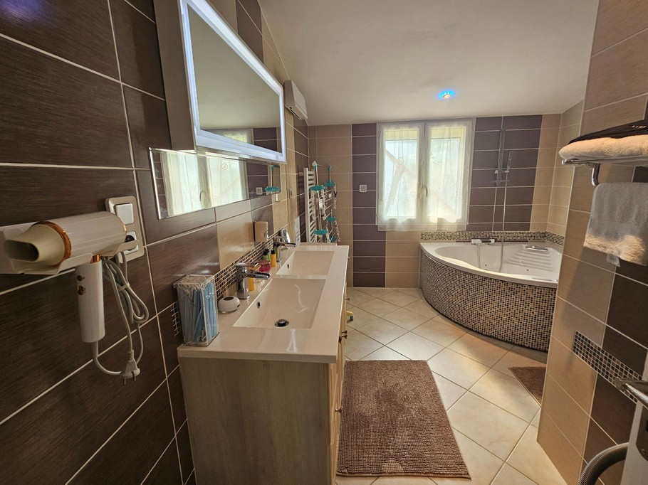 Spacious bathroom with walk-in shower