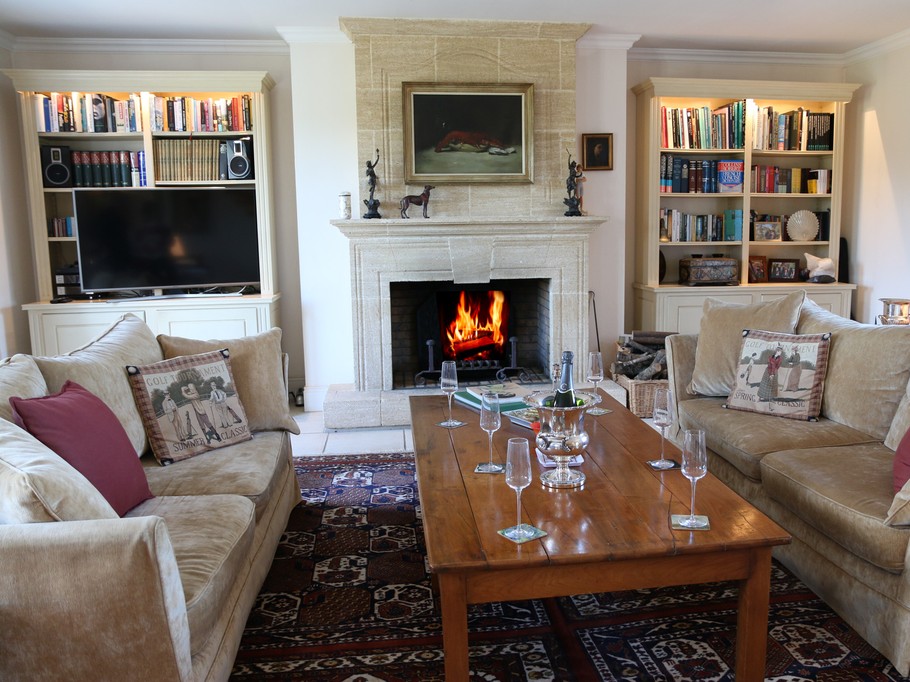 Living room with fireplace