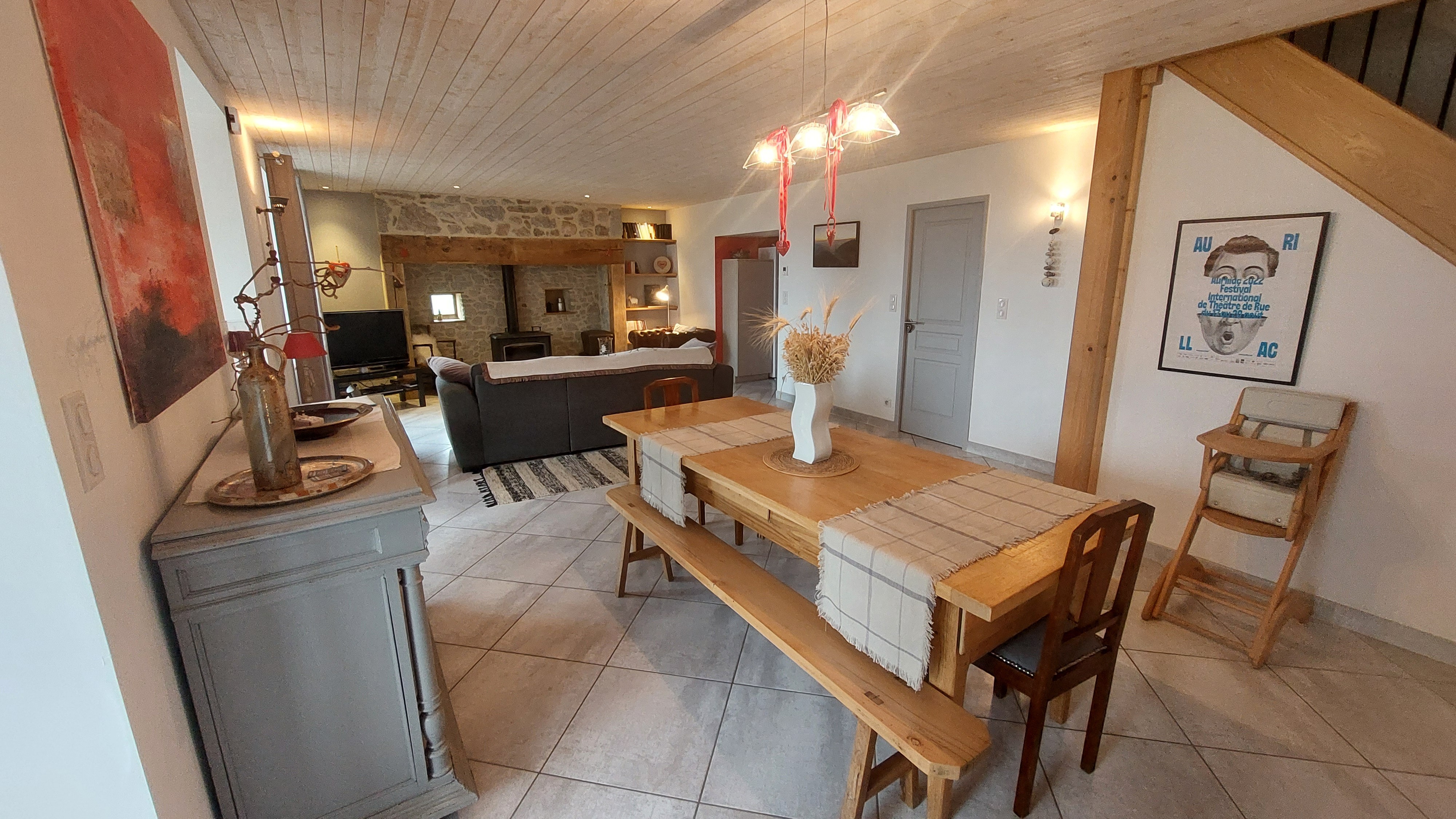 large convivial dining room character house Cantal