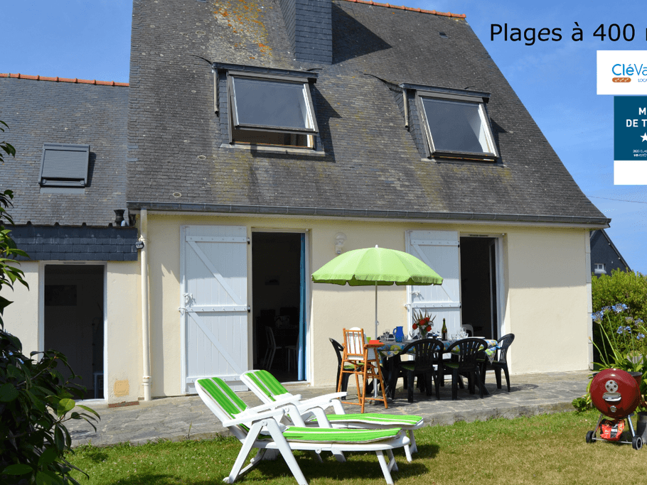 Maison avec Jardin à 400 m de la Plage, 3 chambres,6 couchages,Wifi, 2 SdE, 2 WC
