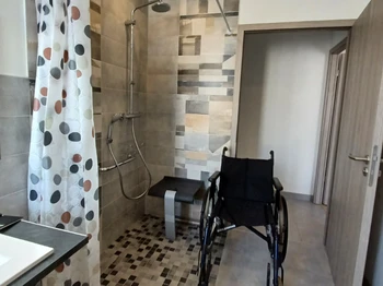 Douche de plain pied avec barre et douchette - Gîte l'Atelier de plain de pied, Gérardmer