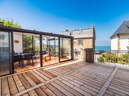 VILLA PERROSIENNE VUE MER - 12 personnes - PERROS-GUIREC - COTES D'ARMOR - BRETAGNE - terrasse et veranda avec vue sur mer