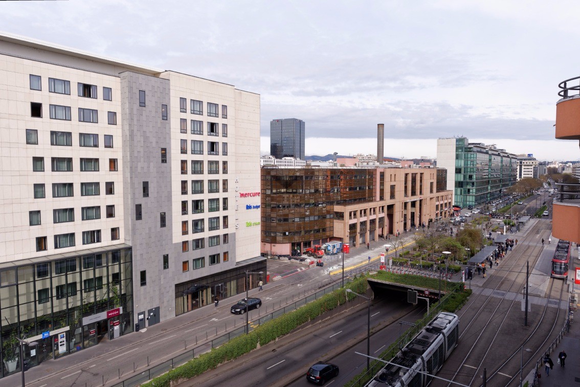 quartier de la gare de la part dieu , vue du balcon  du studio Côté Saône