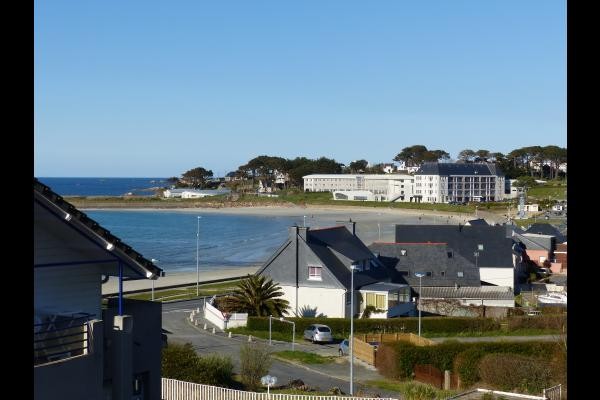 Appartement 2 pièces duplex vue mer à 50m de la plage de sable fin de Trestel, meublé de tourisme 3 étoiles, Trévou-Tréguignec, Côtes d'Armor - Bretagne - Vue depuis l'appartement sur la plage de Trestel